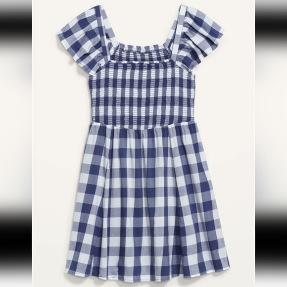 Old Navy Fit & Flare Flutter-Sleeve Gingham Mini Dress small TALL - Picture 2 of 12
